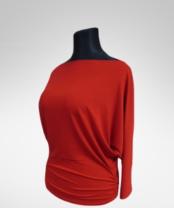 Tunika Amaya Nietoperz z marszczeniami na biodrach - koralowy